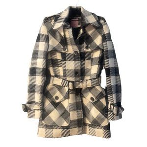 Ted Baker London Black and White Checkered Pea Coat